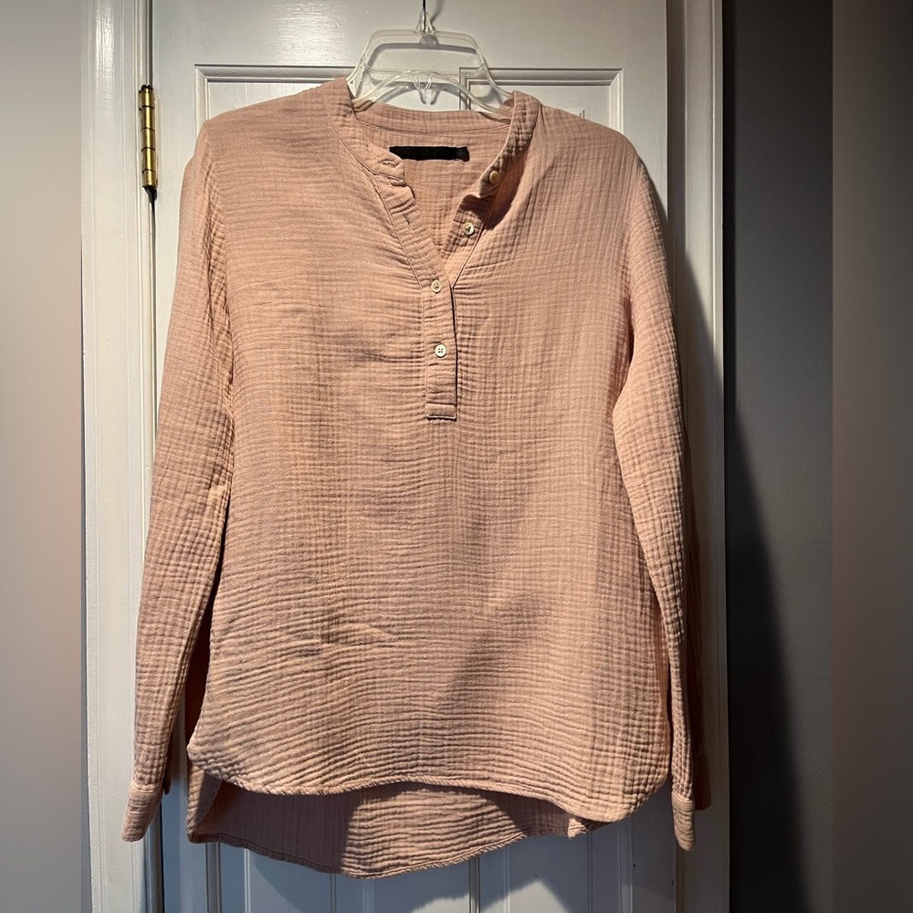 Women’s JENNI KAYNE Mocha Gauzy Long Sleeve Top Sz S